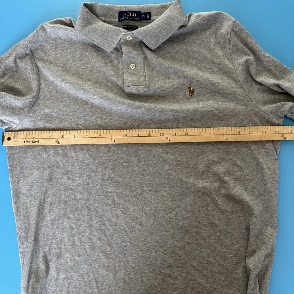 POLO RALPH LAUREN Men's Gray Pima Soft Touch Polo Shirt Size XL Preppy Golf